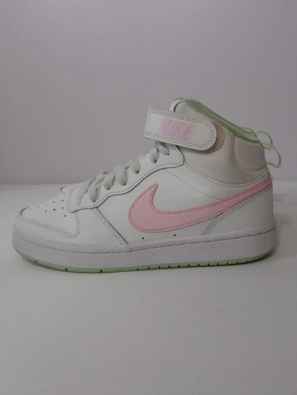 Nike Court Borough Mid 2 (GS) White Pink Green Glaze CD7782-111 Youths Size 3.5Y